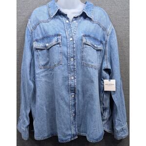 ARIZONA JEAN CO Womens Jacket - Indigo, Western Shacket, Pearl Snaps, XXL, NWT